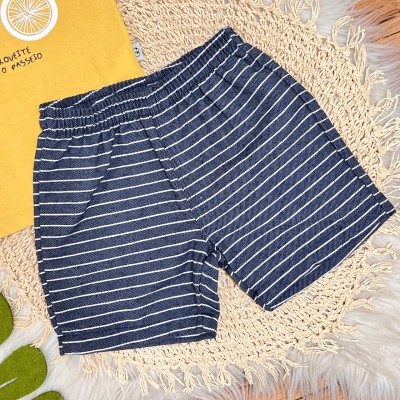 Conj. Camiseta A vida é uma jornada e Bermuda - Mostarda e Marinho